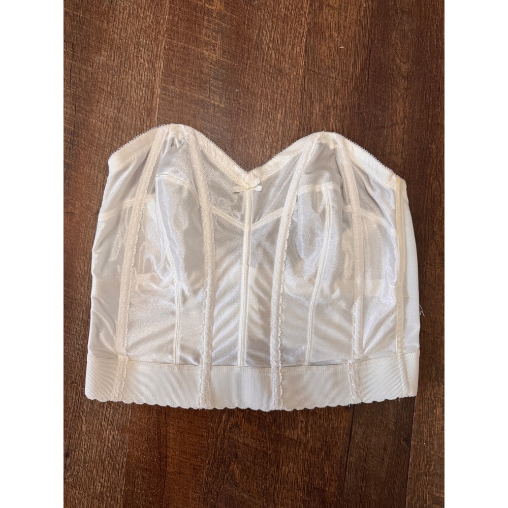 Vintage 60s 70s Wynette Valmont Longline Bra Bustier 44D White Union Made USA